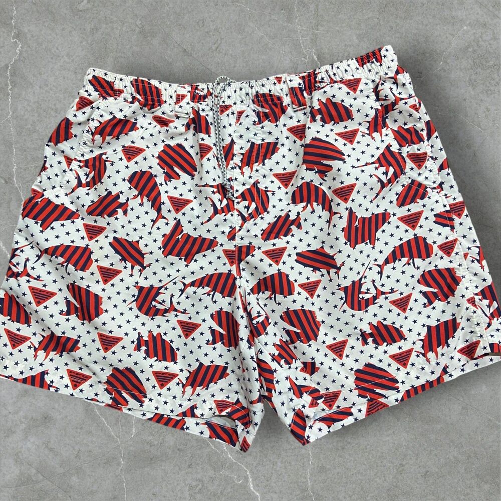 Columbia PFG Sportswear Super Backcast Water Shorts White Red Men's Size Large